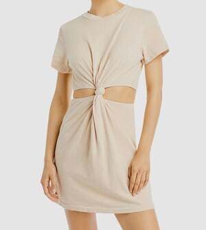LNA Clothing Women's Beige Twisted Cut-Out T-Shirt Mini Dress